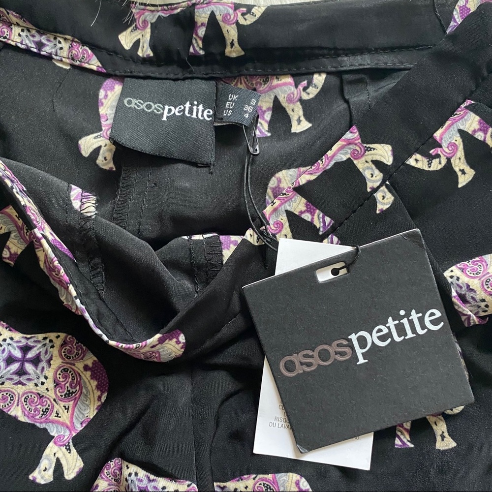 NWT ASOS Petite elephant print shorts Pom Pom trim - Picture 2 of 4